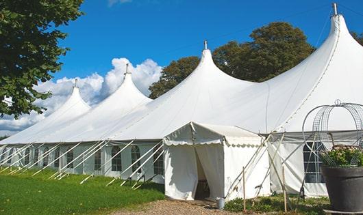 high-quality portable restrooms stationed at a wedding, meeting the needs of guests throughout the outdoor reception in Agoura Hills, CA